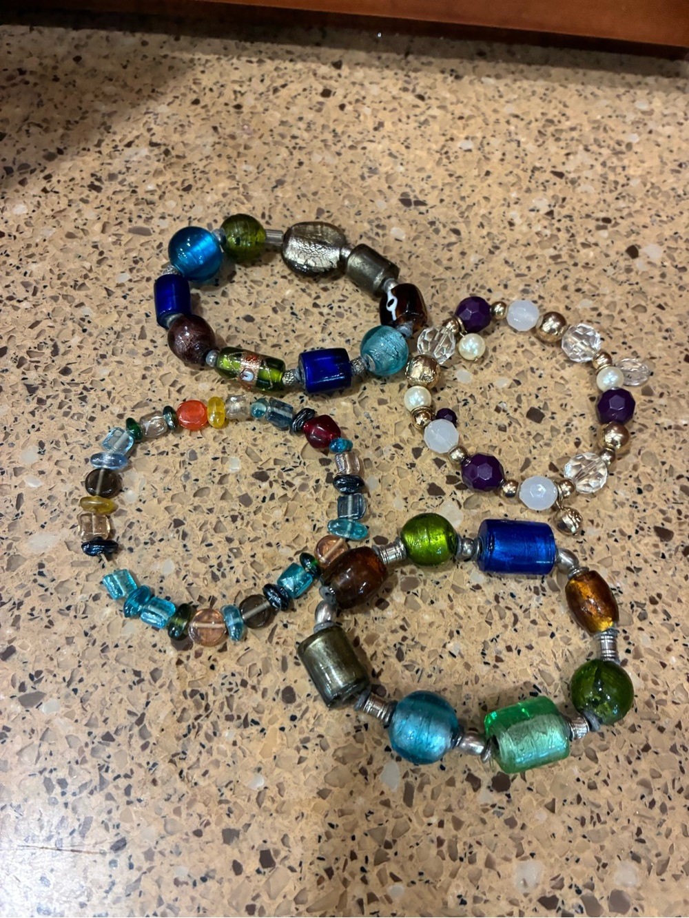 Artisan Multicolor Glass Beaded Bracelet Set – Boho Lampwork Style